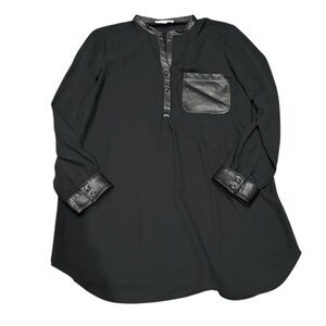 Alberto Makali Black Long Sleeve dress leather detail size small witchy dark